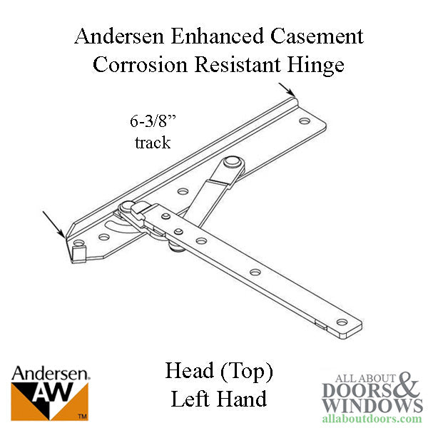 Andersen 22 Inch Enhanced Casement Corrosion Resistant Straight Arm Head Hinge, Left - Andersen 22 Inch Enhanced Casement Corrosion Resistant Straight Arm Head Hinge, Left