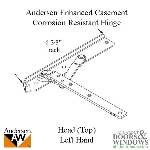 Andersen 22 Inch Enhanced Casement Corrosion Resistant Straight Arm Head Hinge, Left - Andersen 22 Inch Enhanced Casement Corrosion Resistant Straight Arm Head Hinge, Left