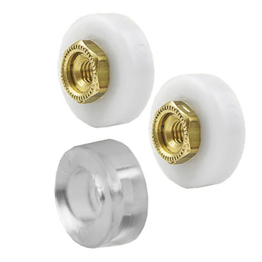 Sliding Shower Door Wheel Rollers and Clear Bumper Set 3/4" Wheel Diameter