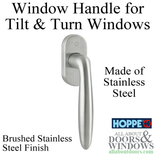 Verona Handle for Tilt & Turn Windows - Brushed Stainless Steel