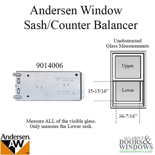 Andersen 200 Series Narroline Window Sash/Counter Balancer, Left Hand - L1231/33 - Andersen 200 Series Narroline Window Sash/Counter Balancer, Left Hand - L1231/33