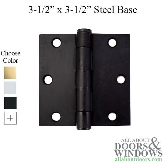 Steel Door Hinges Heavy Duty Square Corners Pair Choose Color