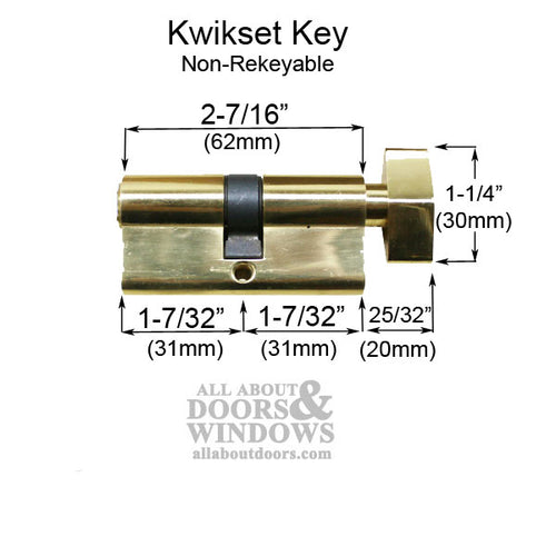 Keyed Profile Cylinder, Active 32/32 with Kwikset Key - Polished Brass - Keyed Profile Cylinder, Active 32/32 with Kwikset Key - Polished Brass