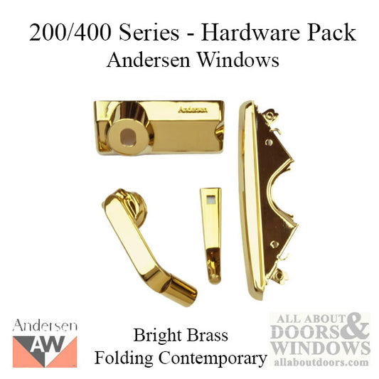 Andersen Casement Window - 200/400 Series - Hardware Pack - Folding Contemporary - Bright Brass