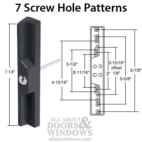 Pull and Keyed Lock - Sliding Patio Door, Six Hole Mounting Pattern - Choose Color - Pull and Keyed Lock - Sliding Patio Door, Six Hole Mounting Pattern - Choose Color