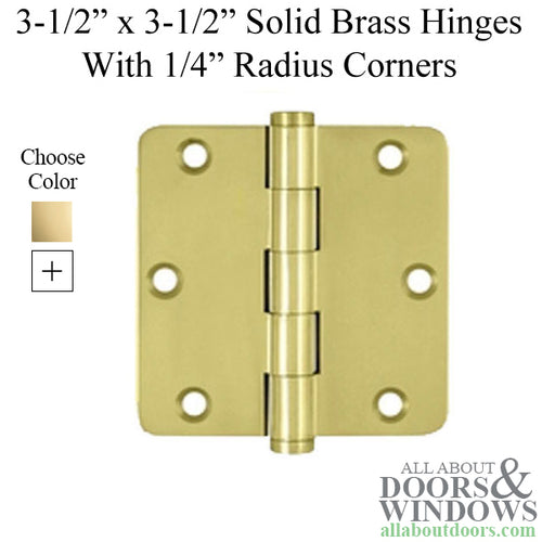 3.5 x 3.5 inch, 1/4 Radius Corners, Standard Hinges, Solid Brass, Pair, Choose Color - 3.5 x 3.5 inch, 1/4 Radius Corners, Standard Hinges, Solid Brass, Pair, Choose Color