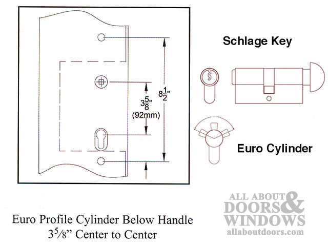 Euro Double Door Active Keyed / Fixed - PVD Polished Brass - Euro Double Door Active Keyed / Fixed - PVD Polished Brass