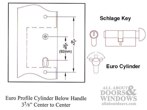 Euro Double Door Active Keyed / Fixed - PVD Polished Brass - Euro Double Door Active Keyed / Fixed - PVD Polished Brass