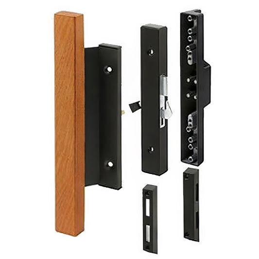 Sliding Patio Door Handle Black Metal With Wood Finish