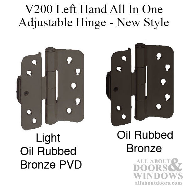 V200 Left Hand All In One Adjustable Hinge, Aluminum Base - V200 Left Hand All In One Adjustable Hinge, Aluminum Base