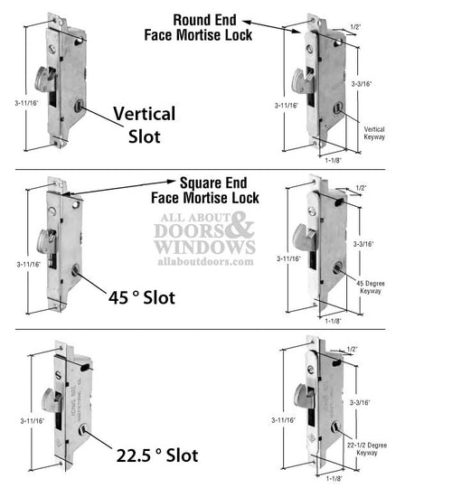 Adams Rite Mortise Lock 22.5 Slot - Square Face - Adams Rite Mortise Lock 22.5 Slot - Square Face