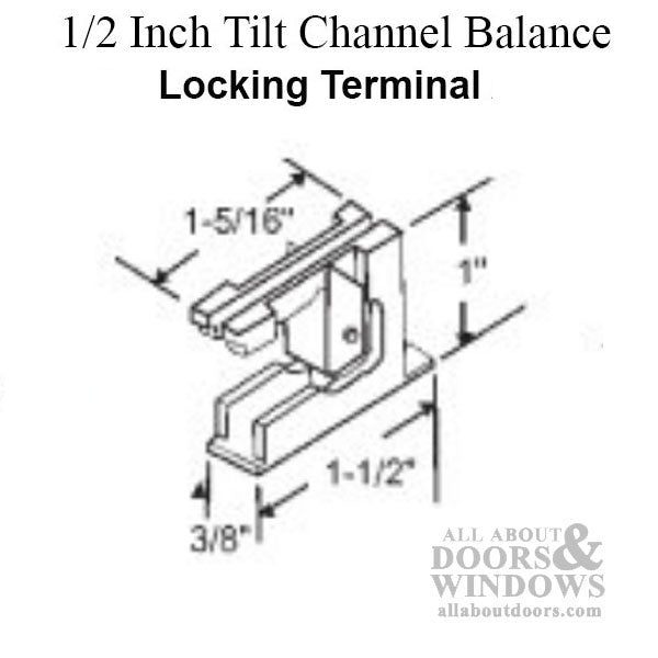 End Bracket Attachment # 16 for Channel Balance, Locking Terminal with Metal Lock - White - End Bracket Attachment # 16 for Channel Balance, Locking Terminal with Metal Lock - White