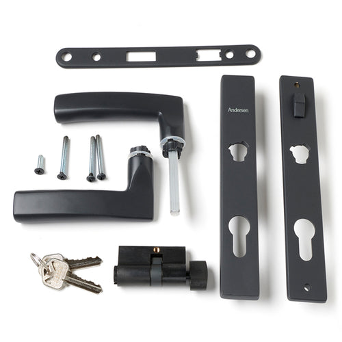 Andersen Storm Door Handle Set Modern Flat Black with Lock and Key - Andersen Storm Door Handle Set Modern Flat Black with Lock and Key