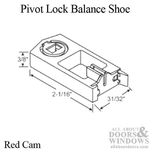 Pivot Lock Balance Shoe, 31/32 x 2-1/16 x 3/8, Small Tilt block, Red Cam - Pivot Lock Balance Shoe, 31/32 x 2-1/16 x 3/8, Small Tilt block, Red Cam