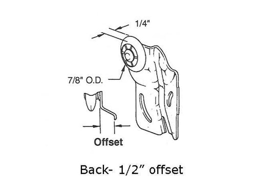 7/8 wheel, 1/2 Offset - Cox Back Closet door roller - 7/8 wheel, 1/2 Offset - Cox Back Closet door roller