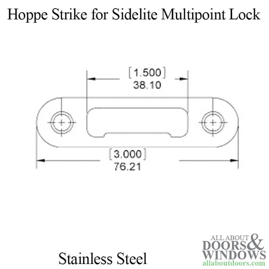 Hoppe Sidelite Multipoint Lock Strike Plate Stainless Steel