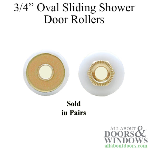 3/4 Inch Oval Sliding Shower Door Rollers and Clear Bumper Set - 3/4 Inch Oval Sliding Shower Door Rollers and Clear Bumper Set