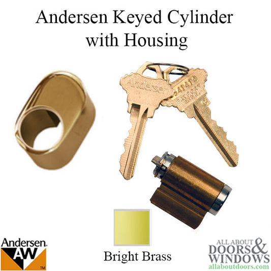 Andersen Keyed Lock Cylinder with Housing FWH - HP Brass