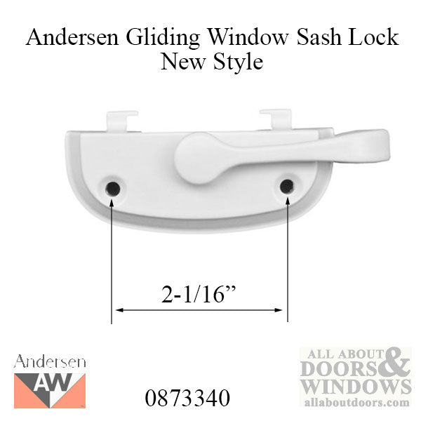 Andersen 200 Series Gliding Window Sash Lock, New Style - White - Andersen 200 Series Gliding Window Sash Lock, New Style - White