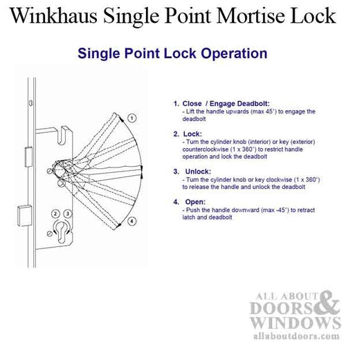 Winkhaus Single Point Mortise Lock, 45mm Backset - YDI - Winkhaus Single Point Mortise Lock, 45mm Backset - YDI