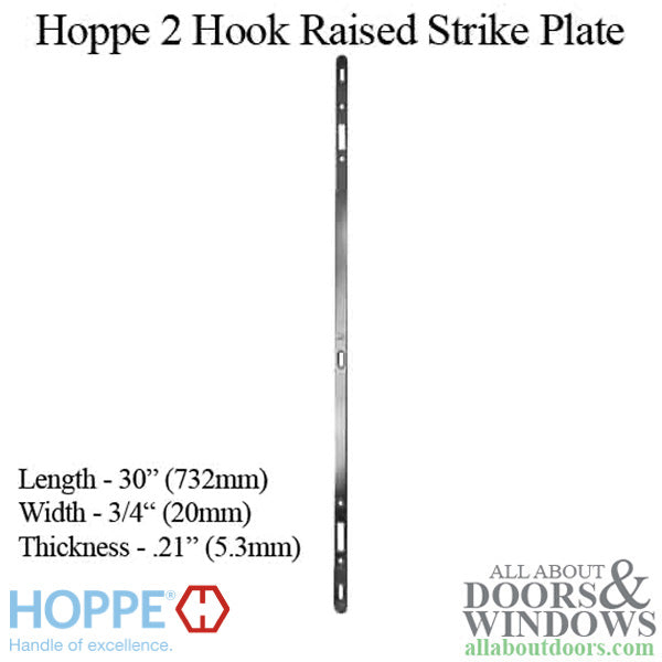 Hoppe 2 Point Sliding Door Lock Strike - 20mm Face, 5.3mm Thick, 30