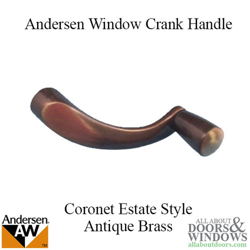 Andersen Enhanced Casement Window Crank/Handle - Coronet Estate Style - Antique Brass - Andersen Enhanced Casement Window Crank/Handle - Coronet Estate Style - Antique Brass