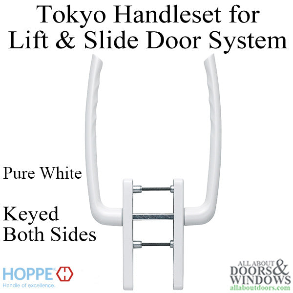 Tokyo Handleset for Active Lift and Slide Door System, Keyed Both Sides - Pure White - Tokyo Handleset for Active Lift and Slide Door System, Keyed Both Sides - Pure White