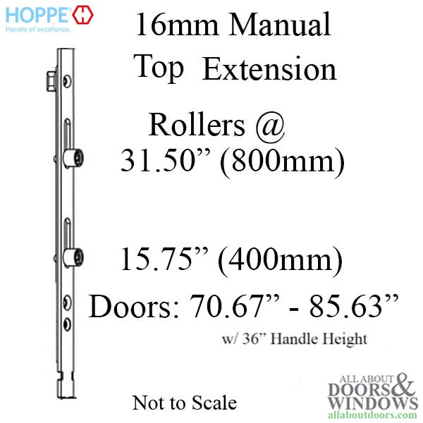 16mm Manual 4 Roller Top Extension, Rollers at 15.75