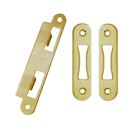 Set of 3 Strike Plates for 1-3/4" thick door, 45mm - Antique Brass