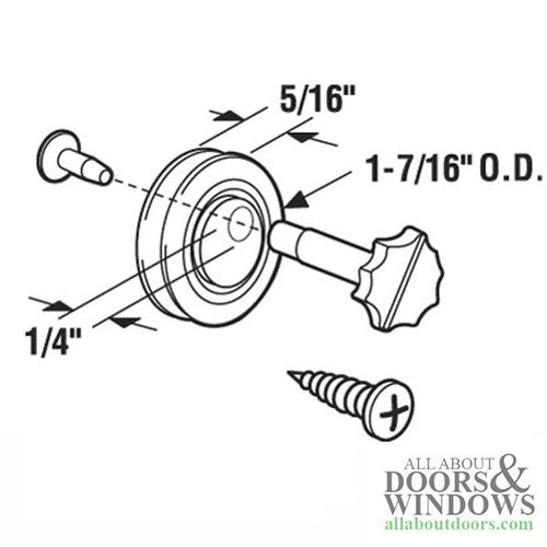 Roller Only, 1-7/16  NYLON wheel, 1/4 inch Off Center Hole, - Roller Only, 1-7/16  NYLON wheel, 1/4 inch Off Center Hole,