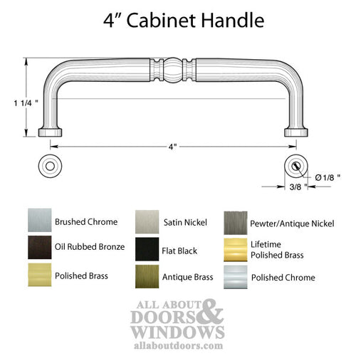 4'' Traditional Wire Pull, Solid Brass - Choose Finish - 4'' Traditional Wire Pull, Solid Brass - Choose Finish