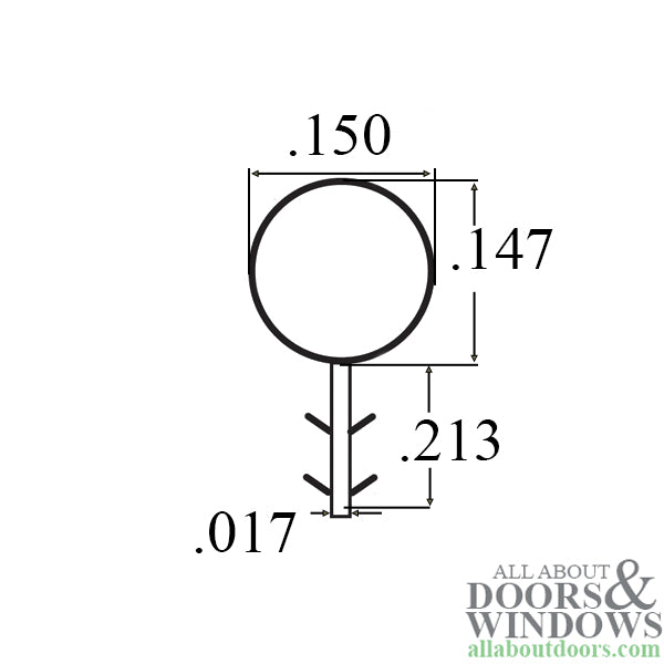 Hollow Bulb Weatherstrip, .150