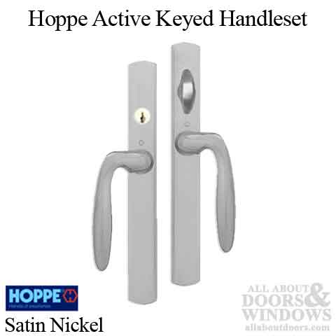 HOPPE HLS 9000 Sliding Door Handle Set Verona Lever Active Keyed Satin Nickel - HOPPE HLS 9000 Sliding Door Handle Set Verona Lever Active Keyed Satin Nickel