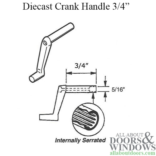 Crank Handle for Jalousie or Louvre Windows 3/4