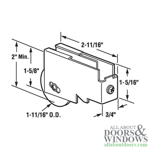 Sliding Door Roller Nylon Ball Bearing Roller Assembly Plain Back Steel Construction Single Door Roller 1.688 Inch Nylon Wheel Diameter - Sliding Door Roller Nylon Ball Bearing Roller Assembly Plain Back Steel Construction Single Door Roller 1.688 Inch Nylon Wheel Diameter
