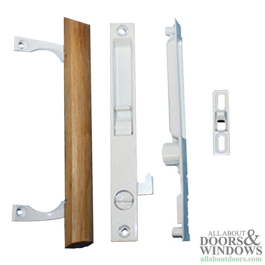 Lock Patio Door Handle Set, Recessed, Flush Mount, White