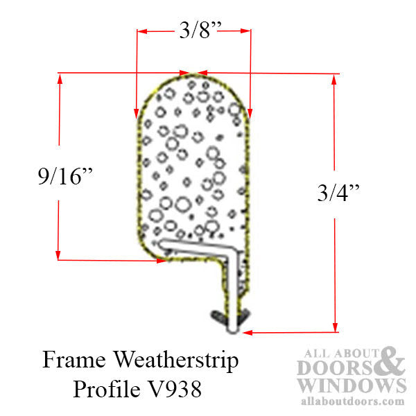 Marvin Single & Double Hung Frame Weatherstrip V938 - Beige - Marvin Single & Double Hung Frame Weatherstrip V938 - Beige