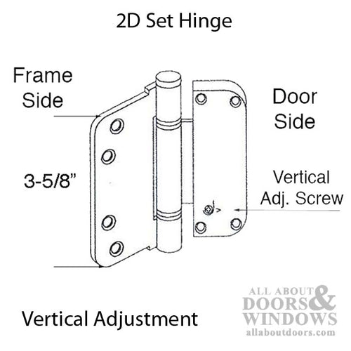 2D Adjustable Set Hinge (V) 3-5/8 x 3-5/8 - 2D Adjustable Set Hinge (V) 3-5/8 x 3-5/8