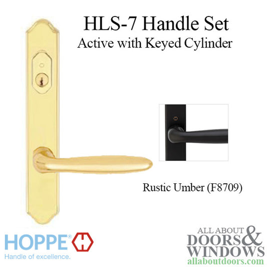 HOPPE HLS7 Handle Set with Verona Lever Keyed Active Rustic Umber