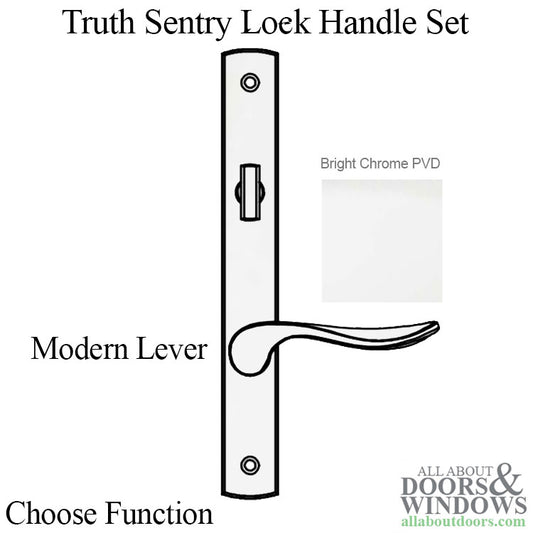 Truth Sentry Lock Handle Set, Modern, Decorative over Solid Brass, PVD Chrome