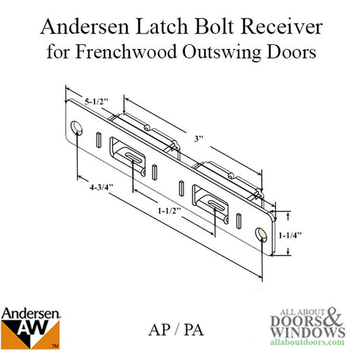 Andersen Latch Bolt Receiver for Frenchwood Outswing Doors - Andersen Latch Bolt Receiver for Frenchwood Outswing Doors
