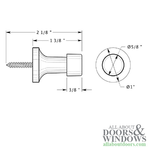 Baseboard Door Bumper 1 Inch Polished Brass - Baseboard Door Bumper 1 Inch Polished Brass