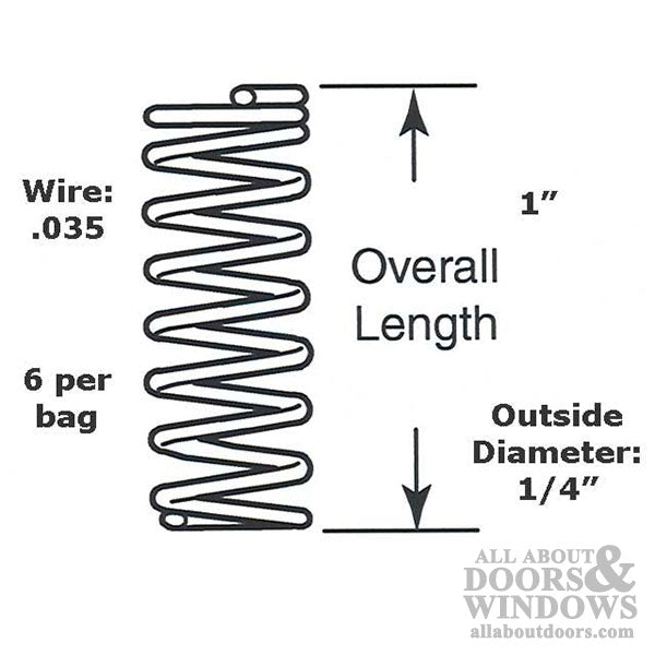 Compression Spring - 1/4 Inch Diameter x 1 Inch Long - .035 Wire - Compression Spring - 1/4 Inch Diameter x 1 Inch Long - .035 Wire