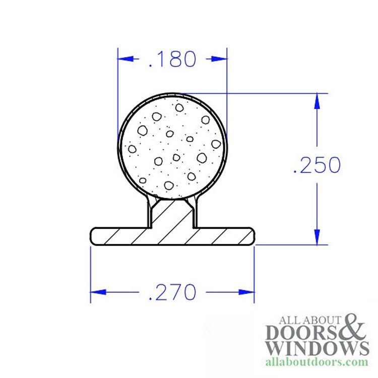 T-back Bulb Weatherseal, Foam Filled .270 x .250 Weatherstrip - Black - T-back Bulb Weatherseal, Foam Filled .270 x .250 Weatherstrip - Black