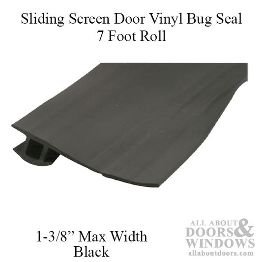 Vinyl Bug Seal for Sliding Screen Door - 7 Foot Roll, Black