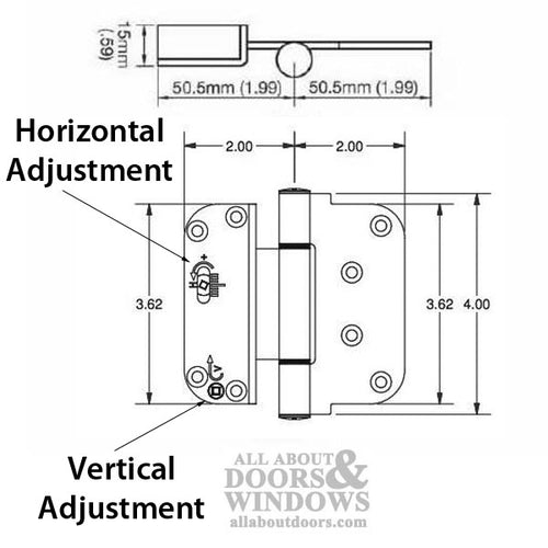 3-5/8 x 4 Adjustable Hinge, All in one (V-H) NRP Door, Steel Base - 3-5/8 x 4 Adjustable Hinge, All in one (V-H) NRP Door, Steel Base