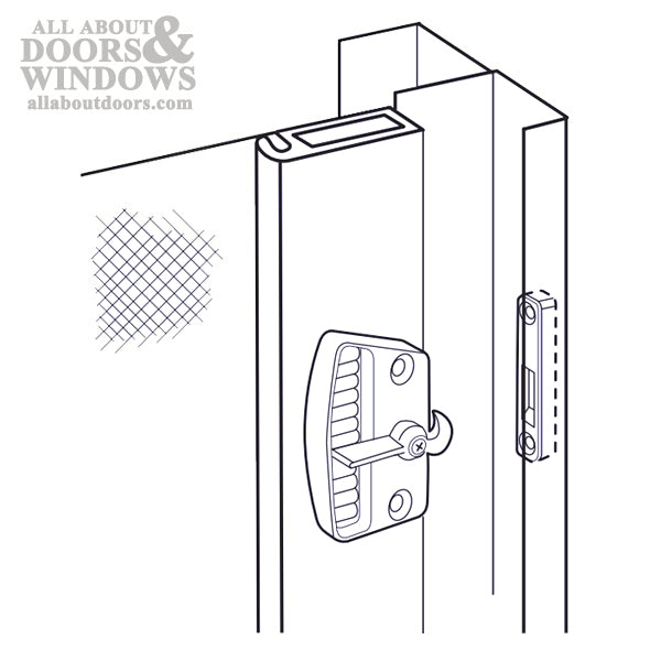 Right Hand Diecast Latch & Keeper for Sliding Screen Door - Chrome Finish - Right Hand Diecast Latch & Keeper for Sliding Screen Door - Chrome Finish