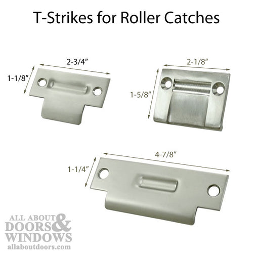 2-3/4\'' T-Strike for Roller Catch, Solid Brass - Choose Finish - 2-3/4\'' T-Strike for Roller Catch, Solid Brass - Choose Finish