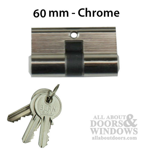 Double Key Gate Lock Profile Cylinder, 60mm - Chrome