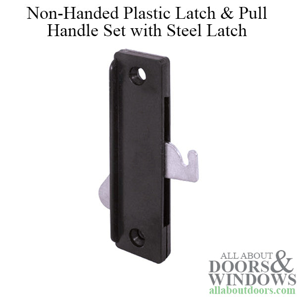 Non-Handed Plastic Latch & Pull Handle Set with Steel Latch for Sliding Screen Door - Black - Non-Handed Plastic Latch & Pull Handle Set with Steel Latch for Sliding Screen Door - Black